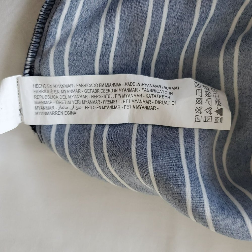 ZARA Women's Navy Blue/White Striped Drawstring Paperbag Pants Size XS - Picture 14 of 16